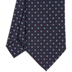 CRAVATTA SARTORIALE CLASSICA IN SETA BLU SCURO Microfantasia fiore