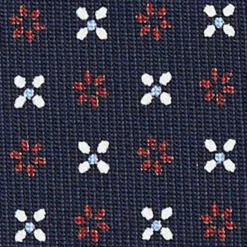 CRAVATTA SARTORIALE CLASSICA IN SETA BLU SCURO Microfantasia fiore