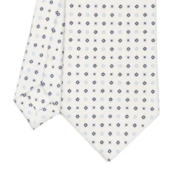 CRAVATTA SARTORIALE CLASSICA IN SETA BIANCA Microfantasia fiore