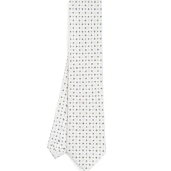 CRAVATTA SARTORIALE CLASSICA IN SETA BIANCA Microfantasia fiore