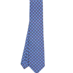 CRAVATTA SARTORIALE CLASSICA IN SETA AZZURRO POLVERE Microfantasia fiore