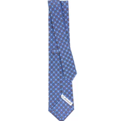 CRAVATTA SARTORIALE CLASSICA IN SETA AZZURRO POLVERE Microfantasia fiore