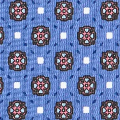 CRAVATTA SARTORIALE CLASSICA IN SETA AZZURRO POLVERE Microfantasia fiore