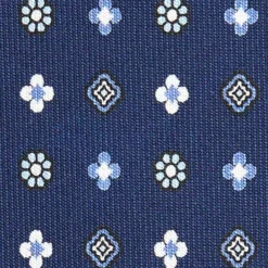 CRAVATTA SARTORIALE CLASSICA IN SETA BLU Microfantasia fiore