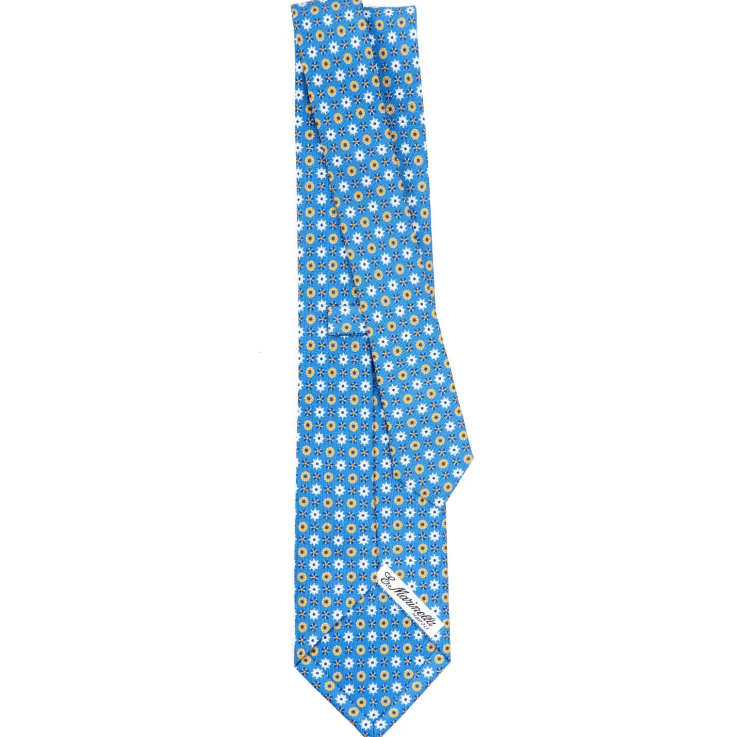 CRAVATTA SARTORIALE CLASSICA IN SETA AZZURRA Microfantasia fiore