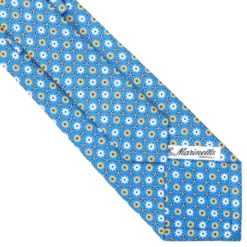 CRAVATTA SARTORIALE CLASSICA IN SETA AZZURRA Microfantasia fiore