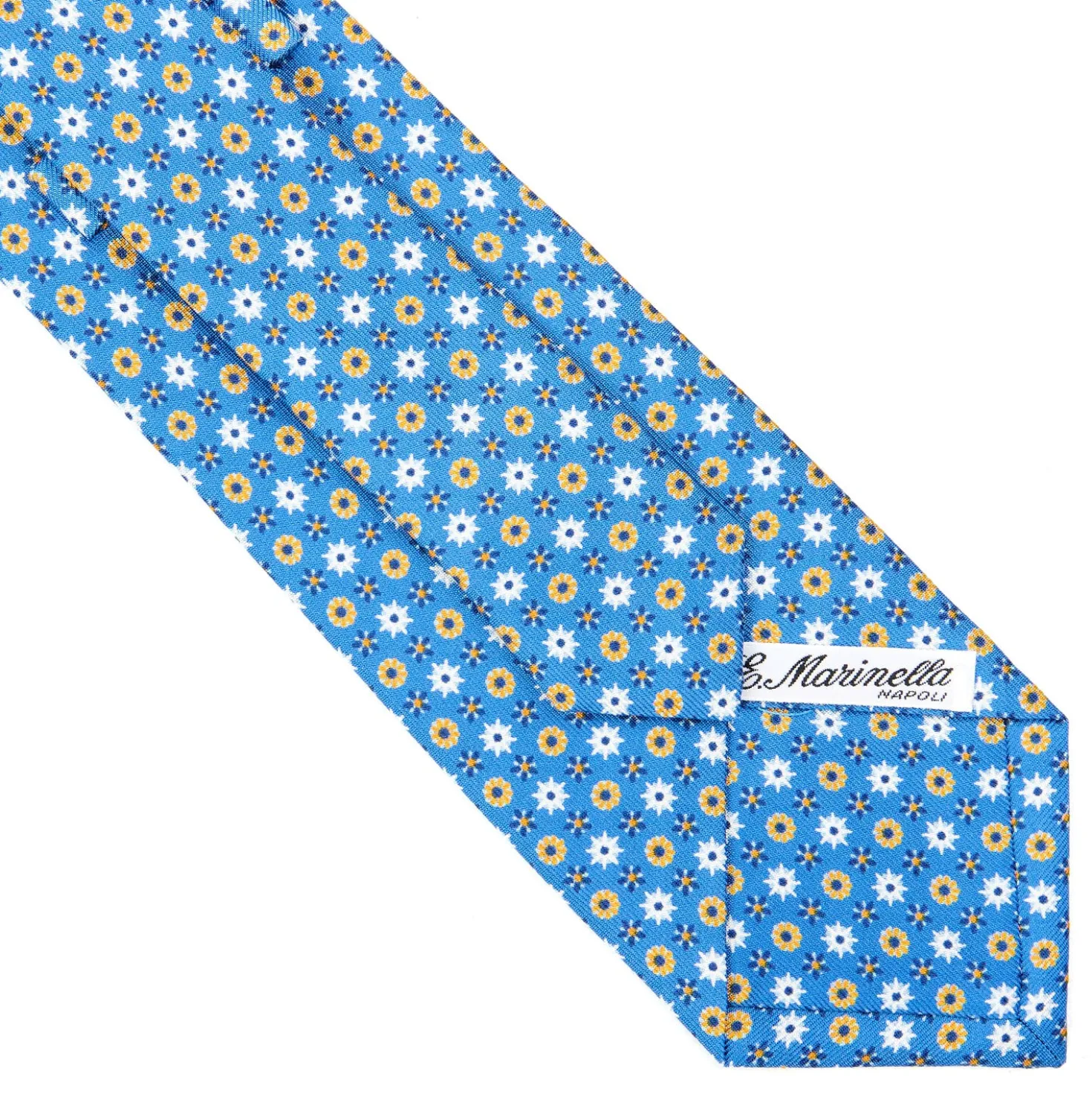 CRAVATTA SARTORIALE CLASSICA IN SETA AZZURRA Microfantasia fiore