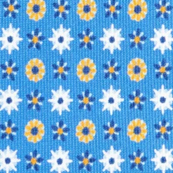 CRAVATTA SARTORIALE CLASSICA IN SETA AZZURRA Microfantasia fiore