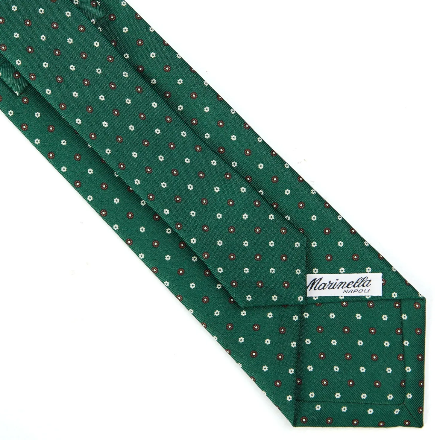 CRAVATTA SARTORIALE CLASSICA IN SETA VERDE OLIVA Microfantasia fiore
