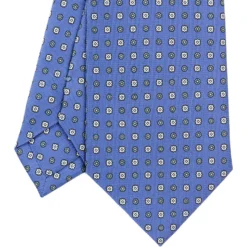 CRAVATTA SARTORIALE CLASSICA IN SETA AZZURRO POLVERE Microfantasia fiore