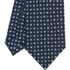 CRAVATTA SARTORIALE CLASSICA IN SETA BLU SCURO Microfantasia fiore