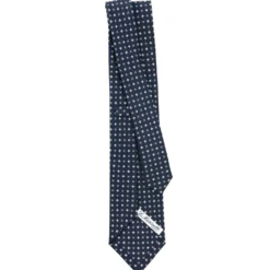 CRAVATTA SARTORIALE CLASSICA IN SETA BLU SCURO Microfantasia fiore