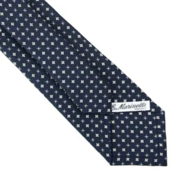 CRAVATTA SARTORIALE CLASSICA IN SETA BLU SCURO Microfantasia fiore