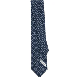 CRAVATTA SARTORIALE CLASSICA IN SETA BLU SCURO Microfantasia fiore