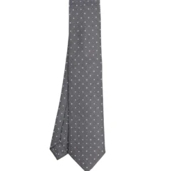 CRAVATTA SARTORIALE CLASSICA IN SETA GRIGIO SCURO Microfantasia fiore