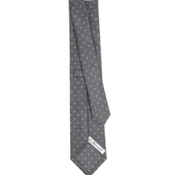 CRAVATTA SARTORIALE CLASSICA IN SETA GRIGIO SCURO Microfantasia fiore