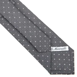 CRAVATTA SARTORIALE CLASSICA IN SETA GRIGIO SCURO Microfantasia fiore