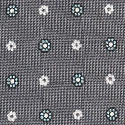 CRAVATTA SARTORIALE CLASSICA IN SETA GRIGIO SCURO Microfantasia fiore