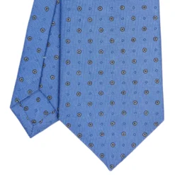 CRAVATTA SARTORIALE CLASSICA IN SETA AZZURRO POLVERE Microfantasia fiore