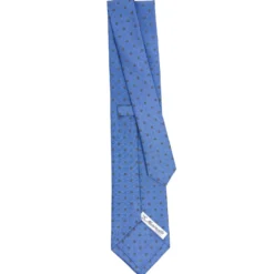 CRAVATTA SARTORIALE CLASSICA IN SETA AZZURRO POLVERE Microfantasia fiore