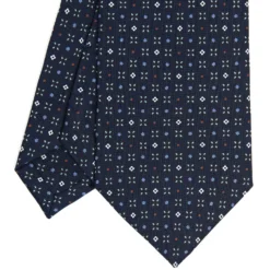 CRAVATTA SARTORIALE CLASSICA IN SETA BLU SCURO Microfantasia fiore