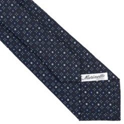 CRAVATTA SARTORIALE CLASSICA IN SETA BLU SCURO Microfantasia fiore