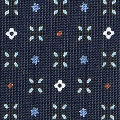 CRAVATTA SARTORIALE CLASSICA IN SETA BLU SCURO Microfantasia fiore