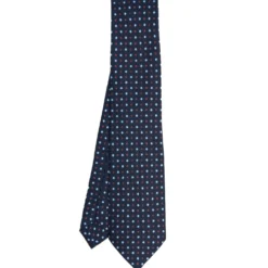 CRAVATTA SARTORIALE CLASSICA IN SETA BLU SCURO Microfantasia fiore