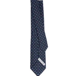 CRAVATTA SARTORIALE CLASSICA IN SETA BLU SCURO Microfantasia fiore