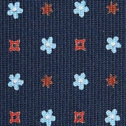CRAVATTA SARTORIALE CLASSICA IN SETA BLU SCURO Microfantasia fiore