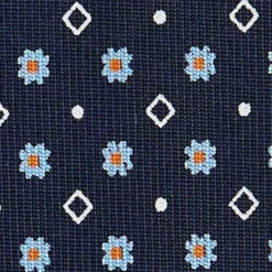 CRAVATTA SARTORIALE CLASSICA IN SETA BLU SCURO Microfantasia fiore