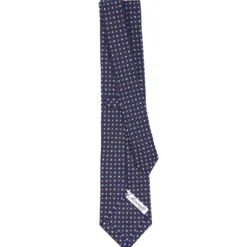 CRAVATTA SARTORIALE CLASSICA IN SETA BLU SCURO Microfantasia fiore