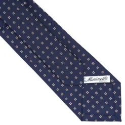CRAVATTA SARTORIALE CLASSICA IN SETA BLU SCURO Microfantasia fiore