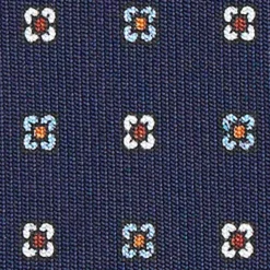 CRAVATTA SARTORIALE CLASSICA IN SETA BLU SCURO Microfantasia fiore