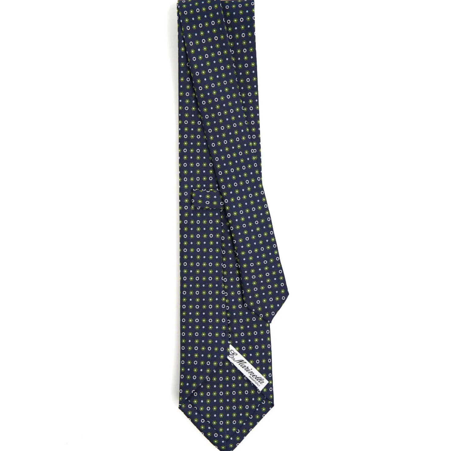 CRAVATTA SARTORIALE CLASSICA IN SETA BLU SCURO Microfantasia fiore