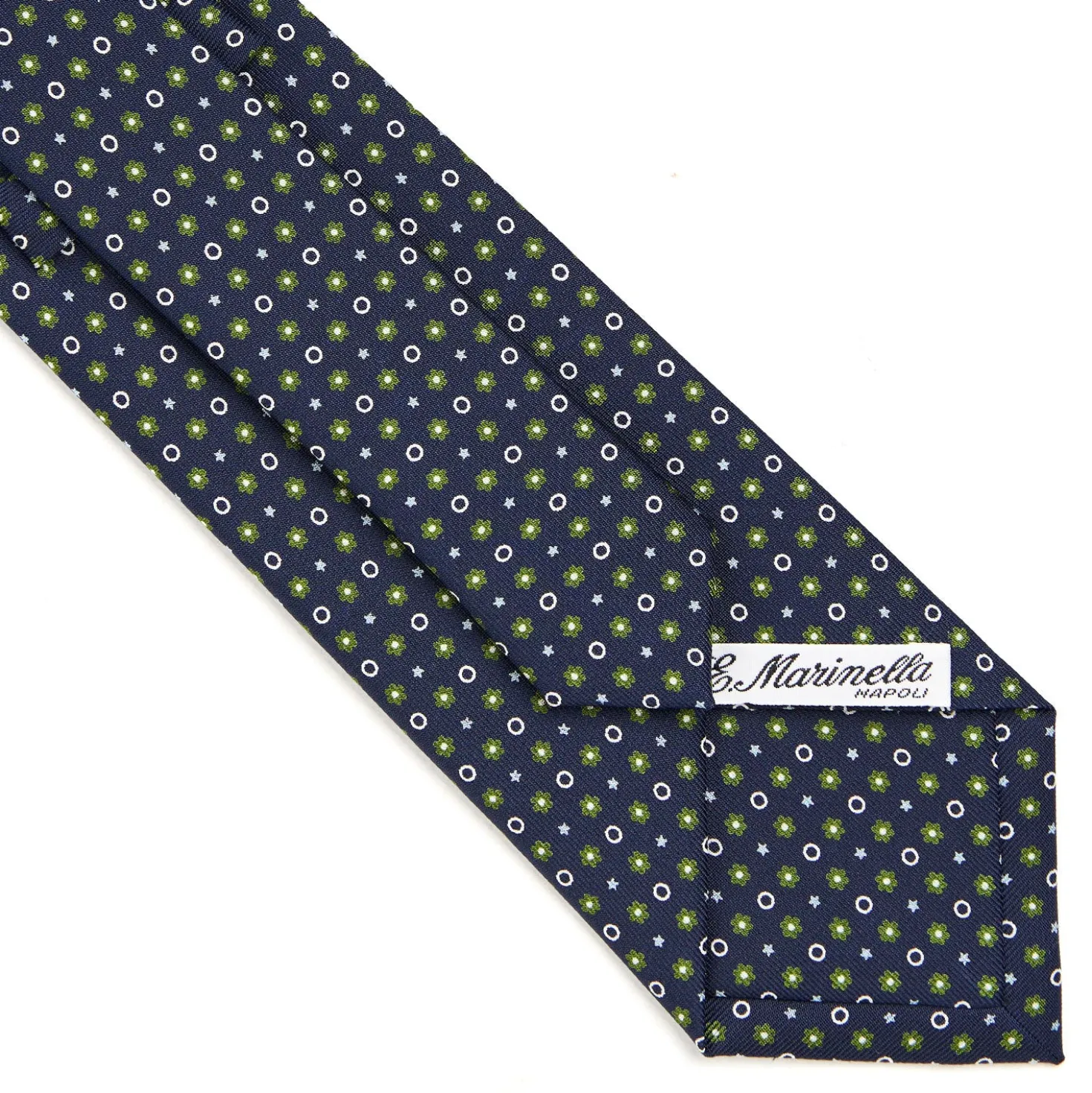 CRAVATTA SARTORIALE CLASSICA IN SETA BLU SCURO Microfantasia fiore