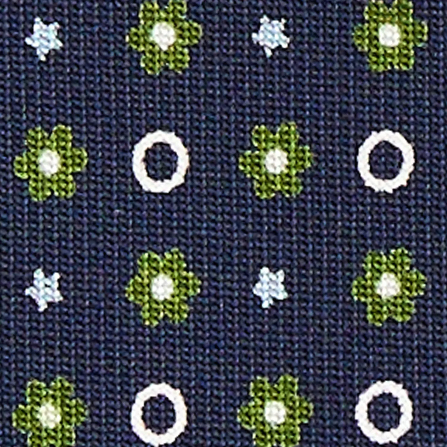CRAVATTA SARTORIALE CLASSICA IN SETA BLU SCURO Microfantasia fiore