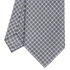 CRAVATTA SARTORIALE CLASSICA IN SETA GRIGIO SCURO Microfantasia fiore