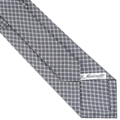 CRAVATTA SARTORIALE CLASSICA IN SETA GRIGIO SCURO Microfantasia fiore