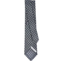 CRAVATTA SARTORIALE CLASSICA IN SETA GRIGIO SCURO Microfantasia fiore