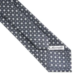 CRAVATTA SARTORIALE CLASSICA IN SETA GRIGIO SCURO Microfantasia fiore