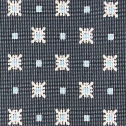 CRAVATTA SARTORIALE CLASSICA IN SETA GRIGIO SCURO Microfantasia fiore