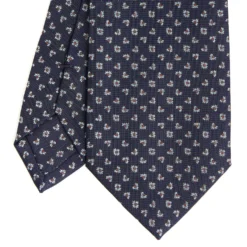 CRAVATTA SARTORIALE CLASSICA IN SETA BLU SCURO Microfantasia fiore