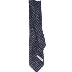 CRAVATTA SARTORIALE CLASSICA IN SETA BLU SCURO Microfantasia fiore