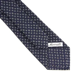 CRAVATTA SARTORIALE CLASSICA IN SETA BLU SCURO Microfantasia fiore