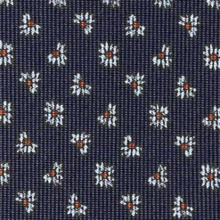 CRAVATTA SARTORIALE CLASSICA IN SETA BLU SCURO Microfantasia fiore