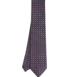 CRAVATTA SARTORIALE CLASSICA IN SETA BLU SCURO Microfantasia fiore