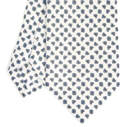CRAVATTA SARTORIALE CLASSICA IN SETA BIANCA Microfantasia fiore
