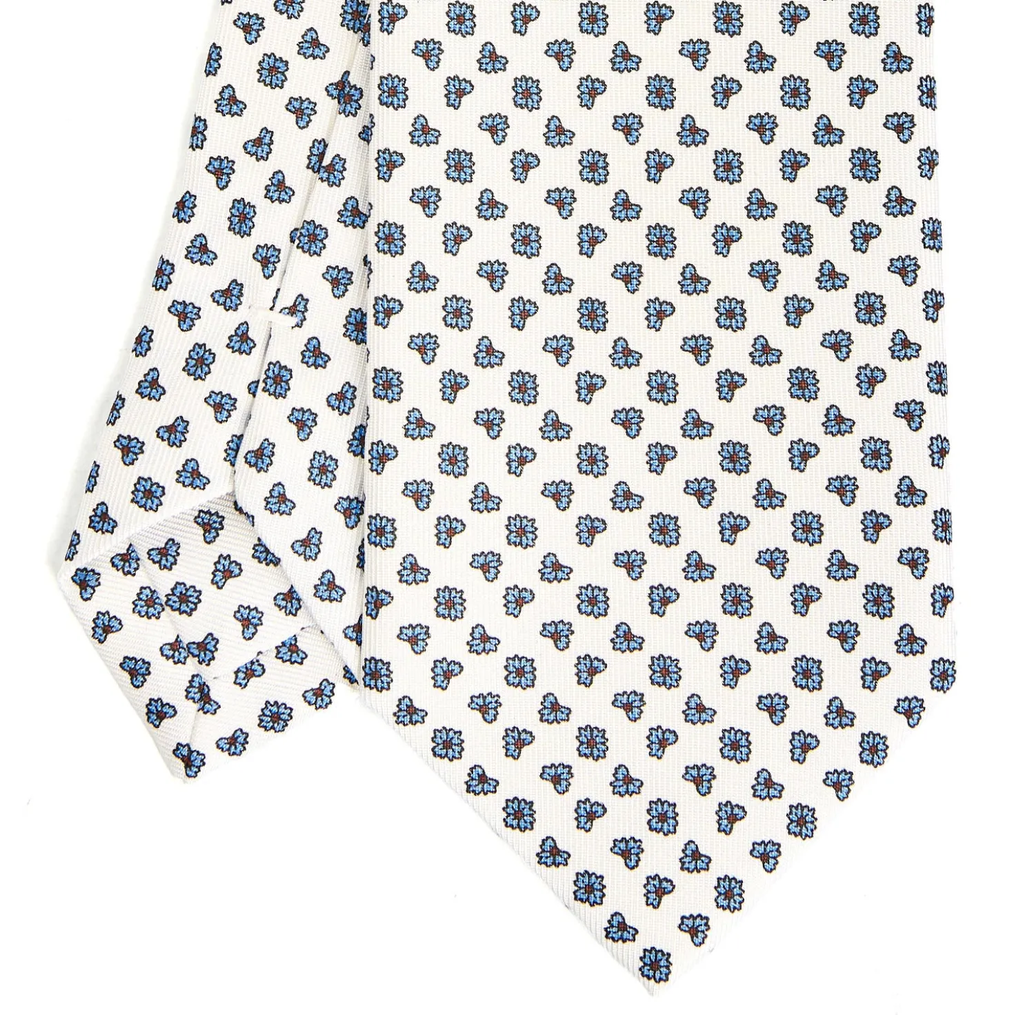 CRAVATTA SARTORIALE CLASSICA IN SETA BIANCA Microfantasia fiore