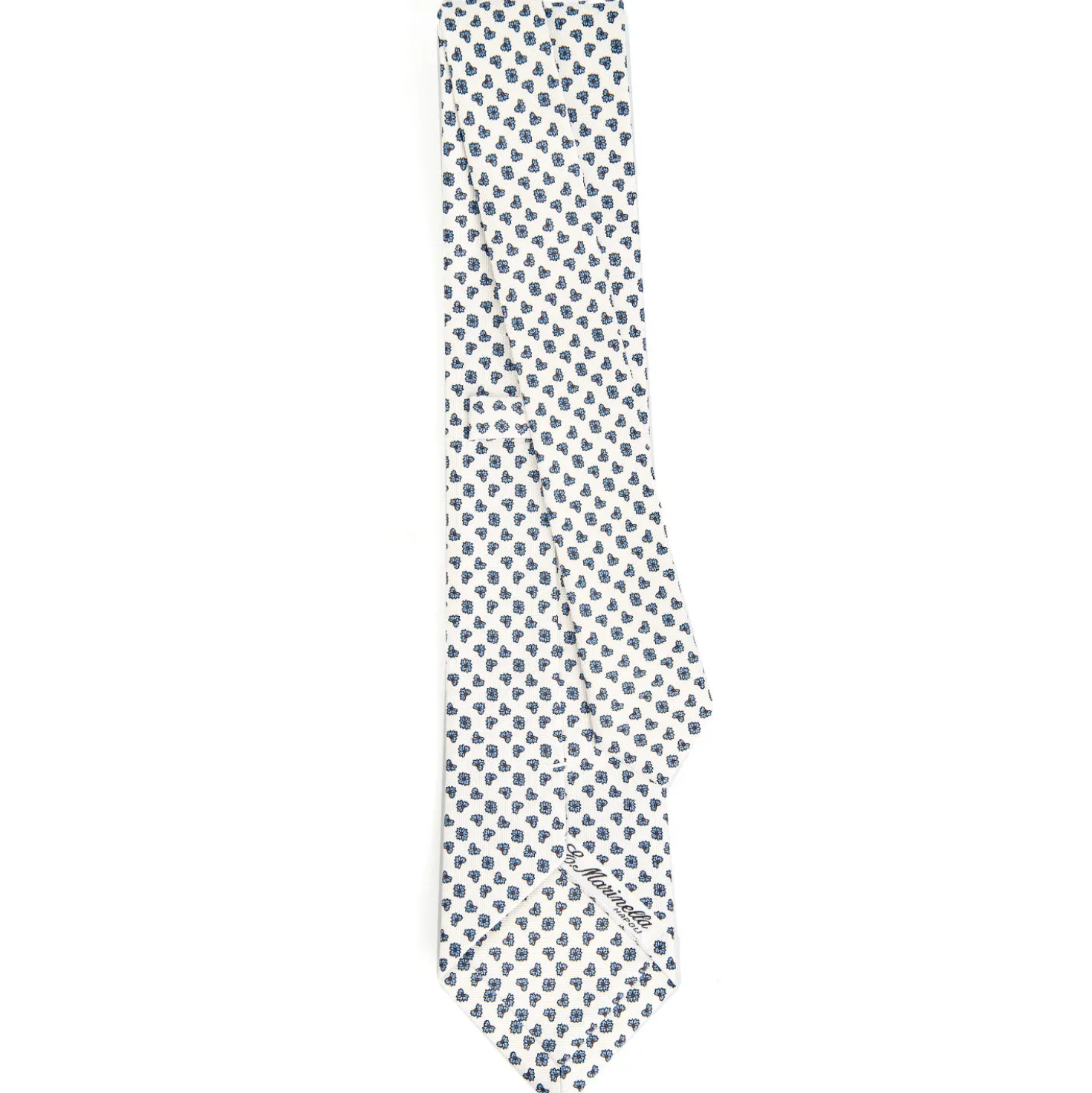 CRAVATTA SARTORIALE CLASSICA IN SETA BIANCA Microfantasia fiore